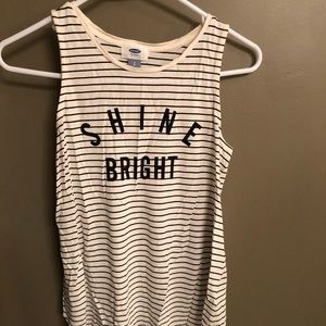 Black and white striped tank with “shine bright”